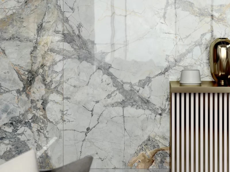 Không Gian Hoàn Thiện Bằng Đá Nung Kết Vasta Stone Invisible Gold – Mặt Bàn Bếp, Đảo Bếp, Ốp Tường