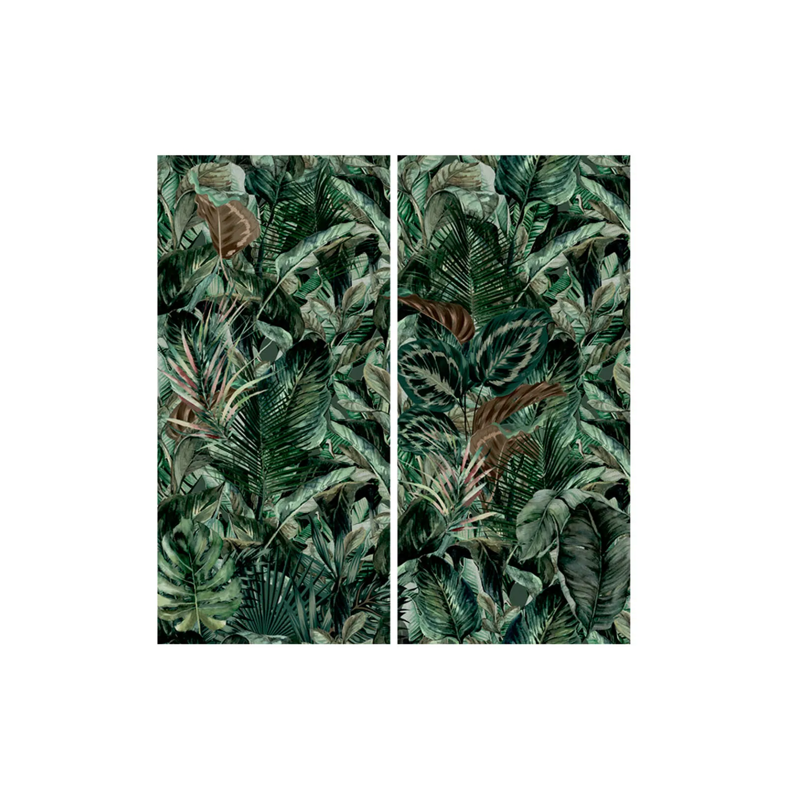 2 tấm đá nung kết Vasta Stone Jungle Green Deep ghép bộ liền vân, dùng cho mảng tường và đảo bếp khổ lớn