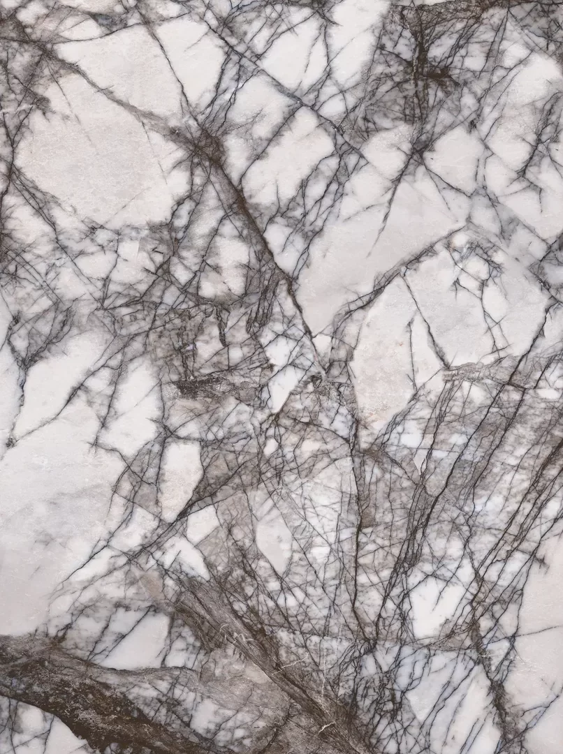 Mẫu đá nung kết Vasta Stone Lilac tông trắng vân tím nâu, khổ 160x320 cm, dày 6 mm | 12 mm | 20 mm