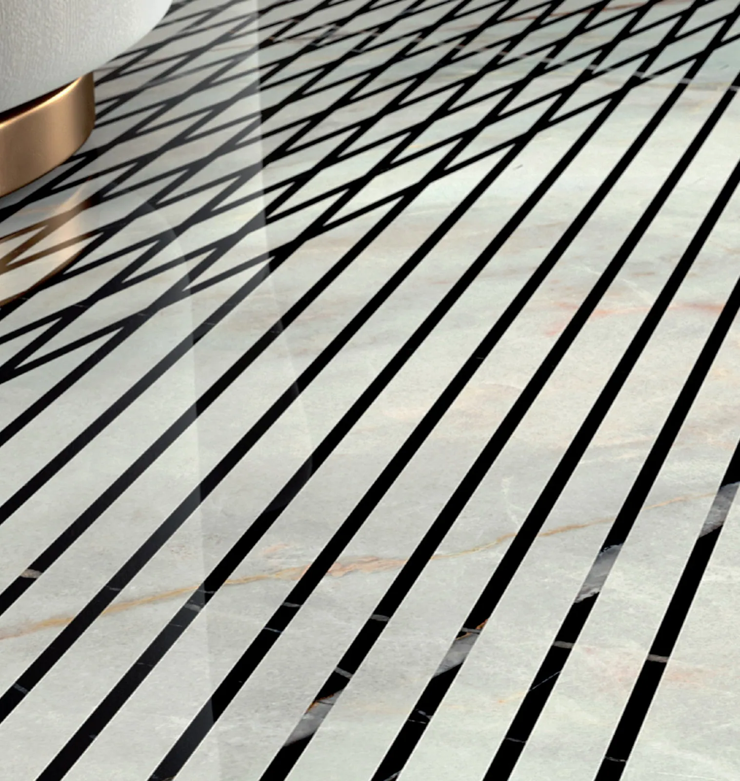 Bề mặt đá nung kết Vasta Stone Linear Harmony chụp nguyên tấm, thấy rõ đường vân và tông màu