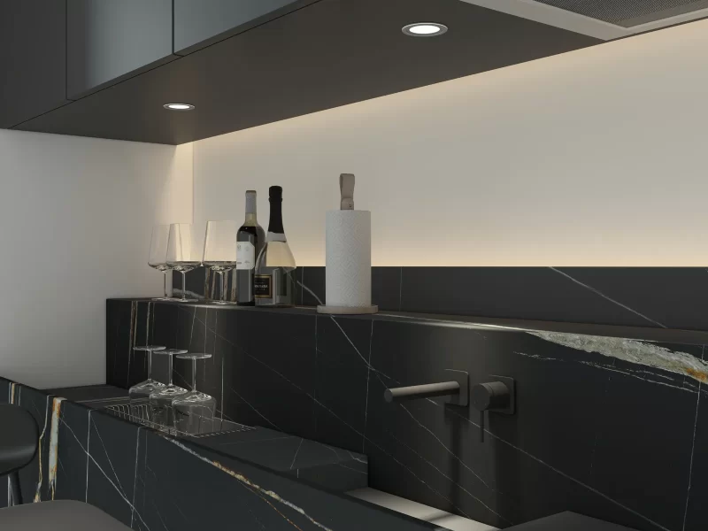Không Gian Hoàn Thiện Bằng Đá Nung Kết Vasta Stone Sahara Noir Veinbody – Mặt Bàn Bếp, Đảo Bếp, Ốp Tường