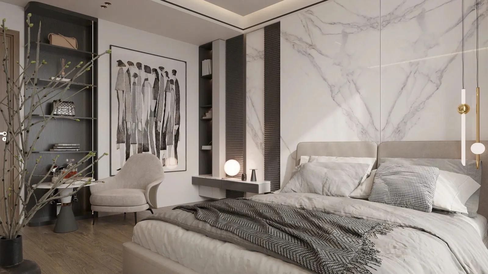 Không gian hoàn thiện bằng đá nung kết Vasta Stone Statuario – mặt bàn bếp, đảo bếp, ốp tường
