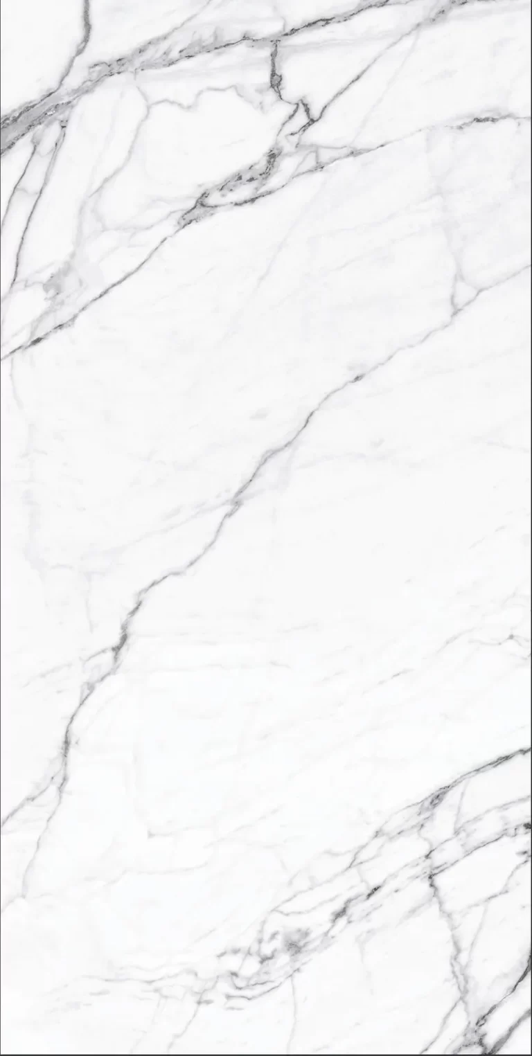 Mẫu Đá Nung Kết Vasta Stone Statuario Tông Trắng Vân Xám Rõ, Khổ 160X320 Cm, Dày 6 Mm | 12 Mm | 20 Mm