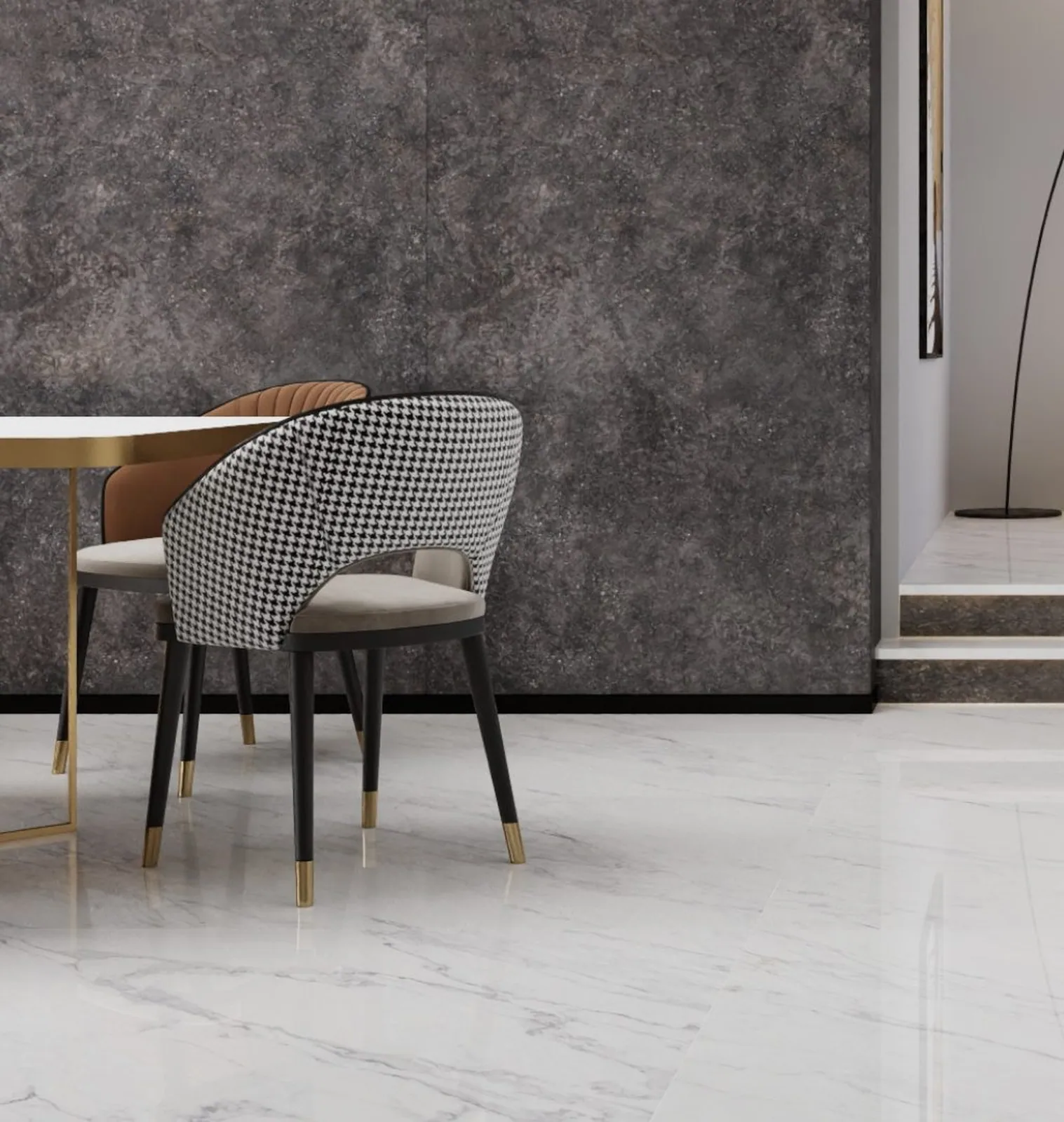 Không gian hoàn thiện bằng đá nung kết Vasta Stone Statuary Bianco – mặt bàn bếp, đảo bếp, ốp tường