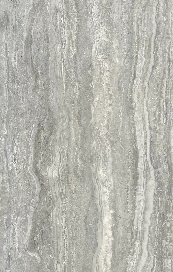 Mẫu đá nung kết Vasta Stone Travertino Grey tông xám vân sọc, khổ 120x280 cm | 160x320 cm, dày 9 mm | 15 mm