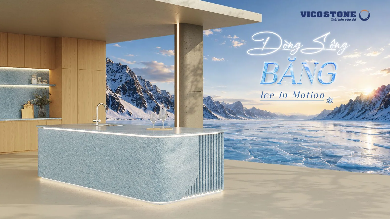 Bộ sưu tập Vicostone Dòng Sông Băng – Ice in motion 2026