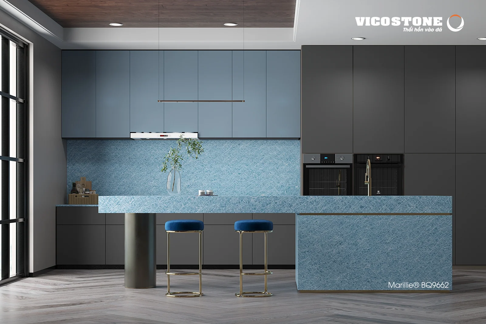 Phối cảnh ứng dụng đá Vicostone Marillie BQ9662 – 03