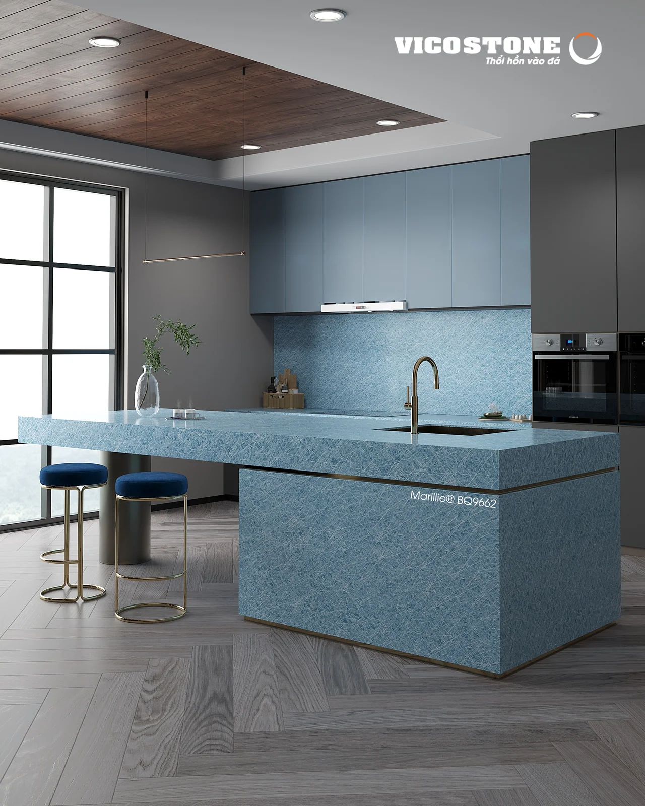 Phối cảnh ứng dụng đá Vicostone Marillie BQ9662 – 04