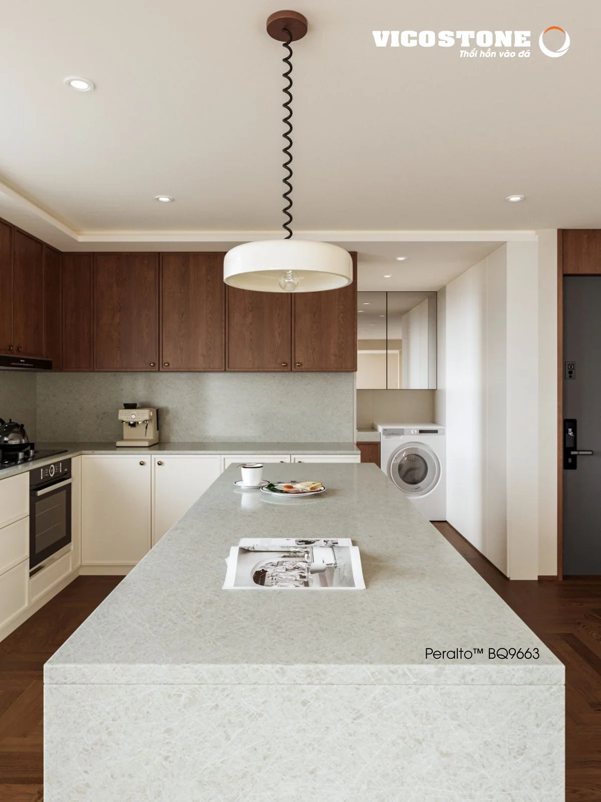 Phối cảnh ứng dụng đá Vicostone Peralto BQ9663 – 03