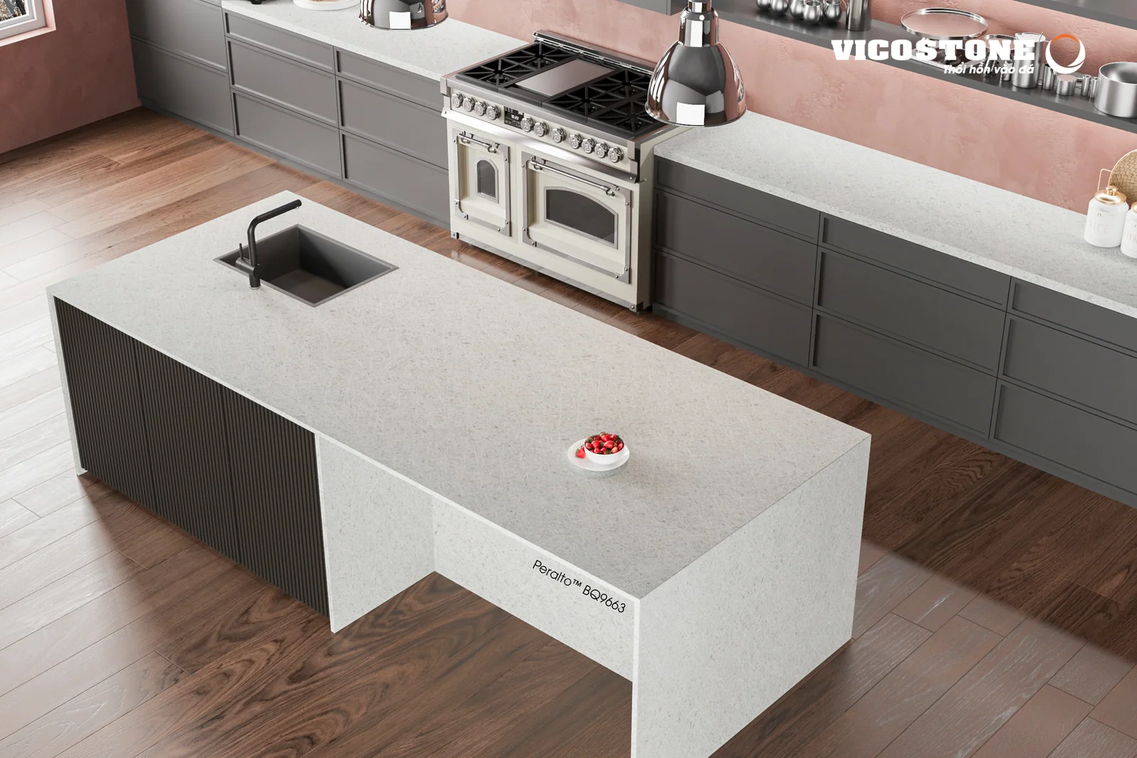 Phối cảnh ứng dụng đá Vicostone Peralto BQ9663 – 05