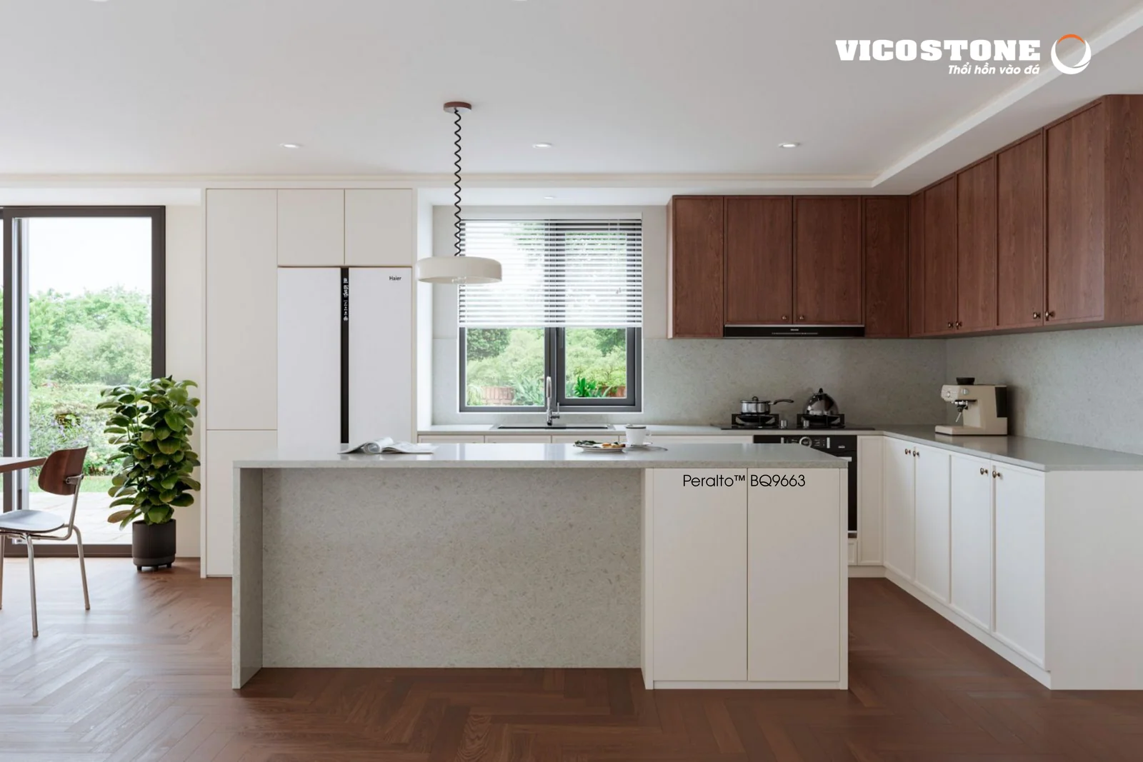 Phối cảnh ứng dụng đá Vicostone Peralto BQ9663 – 07
